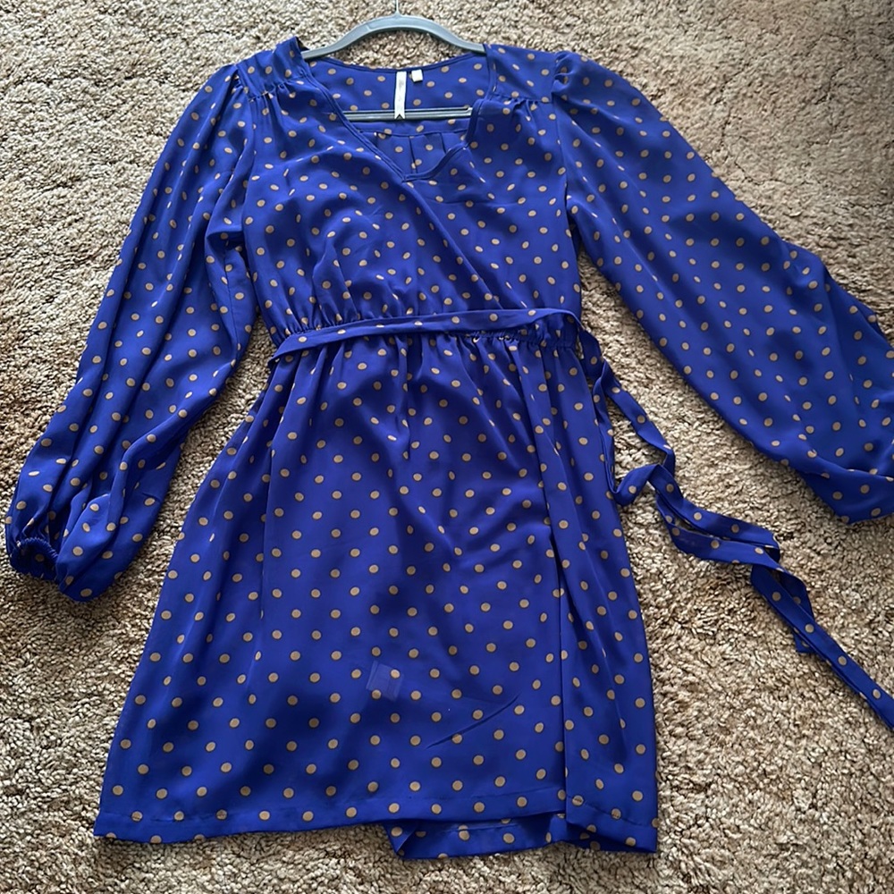 Blue polka dot mini dress